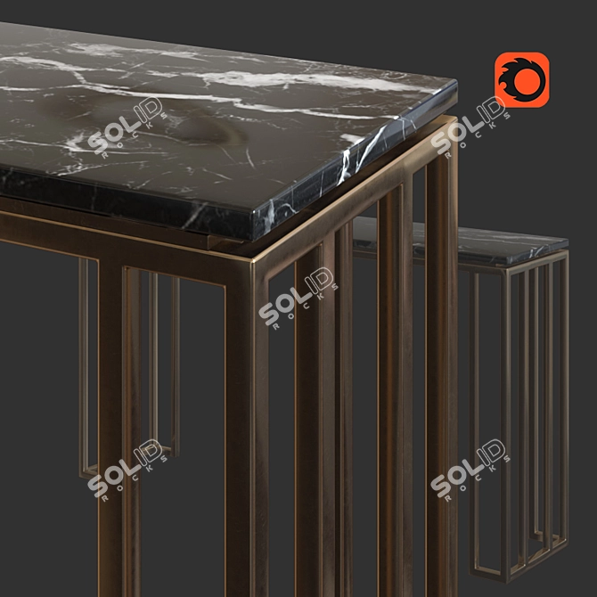 Elegant Marble and Aluminum Console 3D model image 4