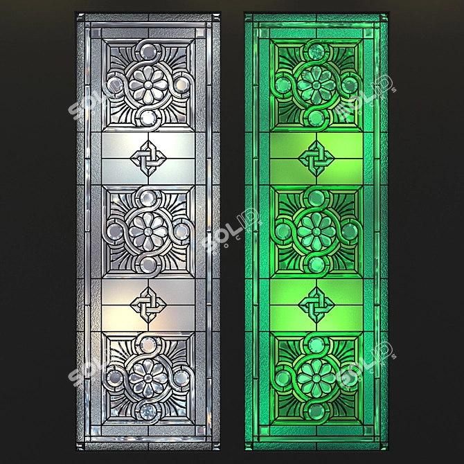 Elegant Stained Glass Window 3D model image 1