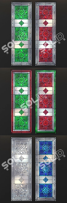 Elegant Stained Glass Window 3D model image 2