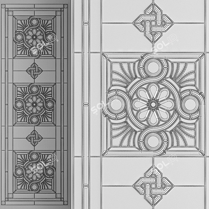 Elegant Stained Glass Window 3D model image 3