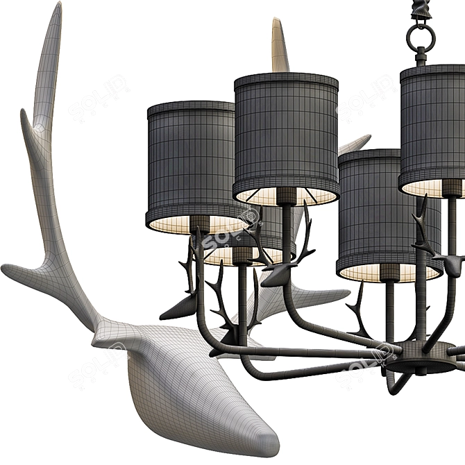 Nordic Copper Deer Head Pendant Lamp 3D model image 4