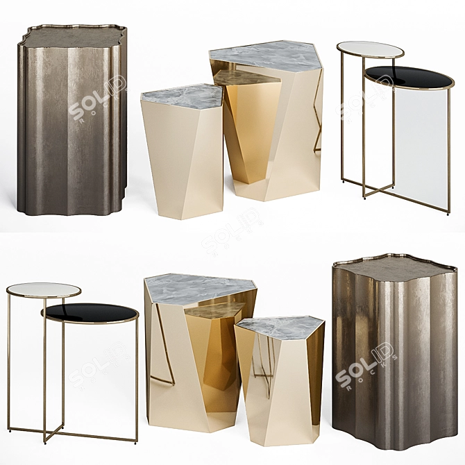 Elegant Caracole Accent and Side Tables 3D model image 1