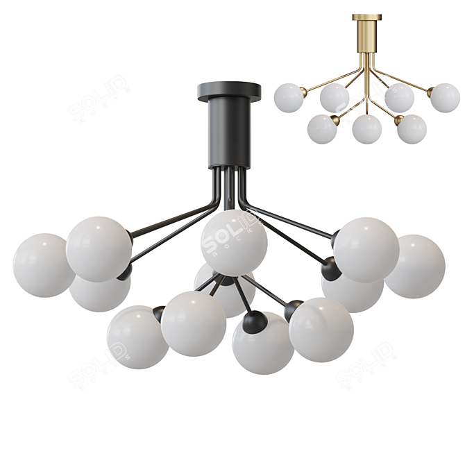 Sleek Matte Glass Ceiling Chandelier 3D model image 1