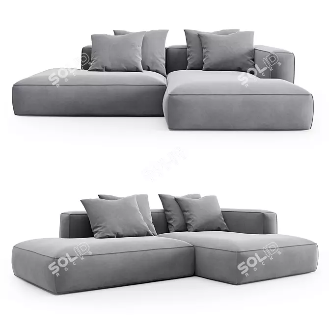 Luxury ROXEN Sofa: Stylish Wood & Fabric Furniture 3D model image 1