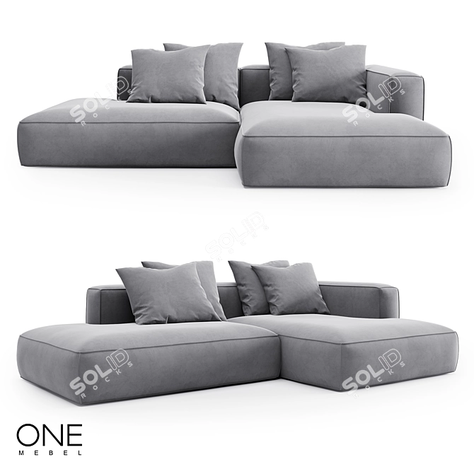 Luxury ROXEN Sofa: Stylish Wood & Fabric Furniture 3D model image 3