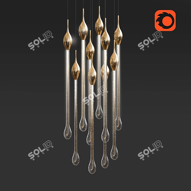 Elegant Murano Glass Chandelier 3D model image 1