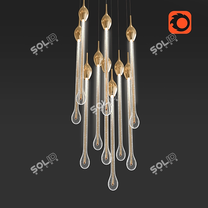 Elegant Murano Glass Chandelier 3D model image 2