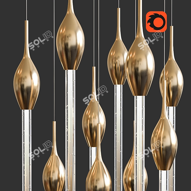 Elegant Murano Glass Chandelier 3D model image 3