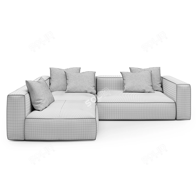 OM ROXEN 2: Stylish Wood and Fabric Sofa 3D model image 2