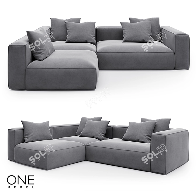 OM ROXEN 2: Stylish Wood and Fabric Sofa 3D model image 3