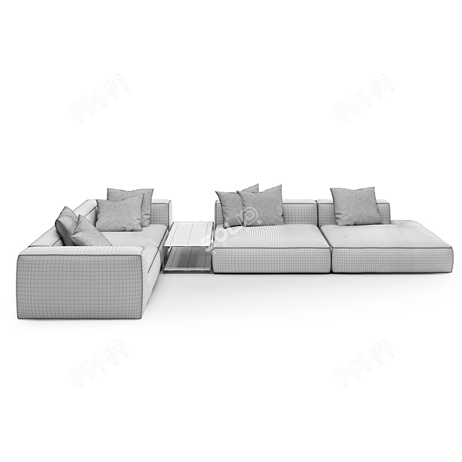 OM ROXEN 4: Stylish Wood and Fabric Furniture - 414cm x 221cm x 75cm 3D model image 2