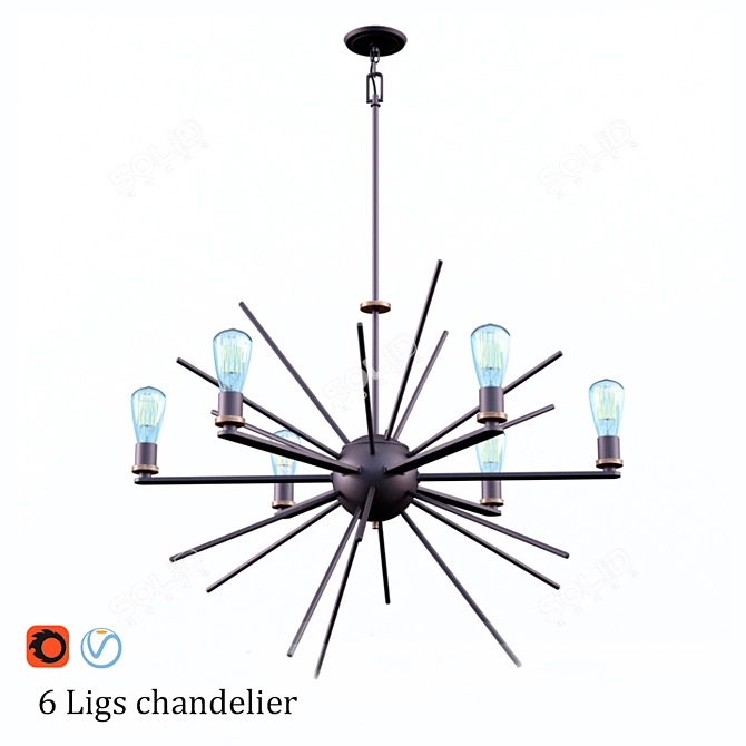 Distinctive Lighting Chandelier 3D model image 1