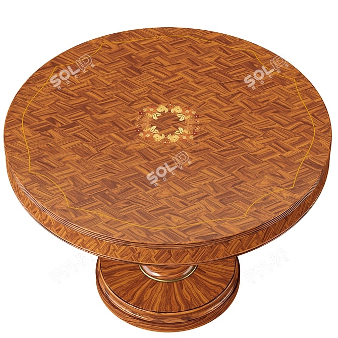 Elegant Parquet and Floral Marquetry Table 3D model image 3