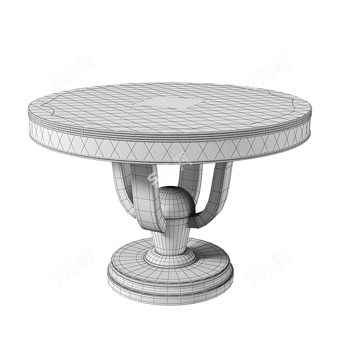 Elegant Parquet and Floral Marquetry Table 3D model image 4