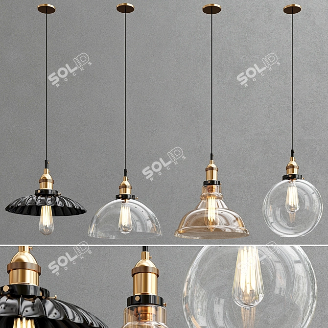 Sparkling Glass Pendants 3D model image 1