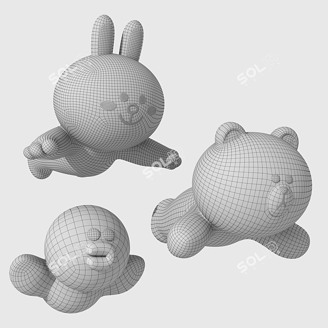 LineFriends Plush Toy: Adorable & Authentic 3D model image 2