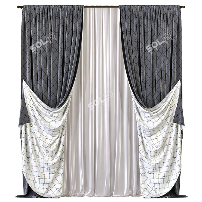 Elegant Drapes - Curtain 572 3D model image 1