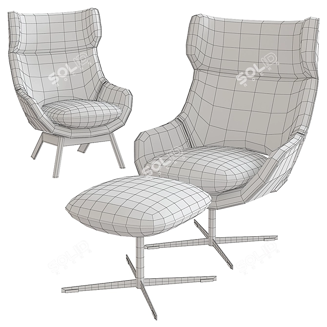 Serene Zen Armchair 3D model image 2