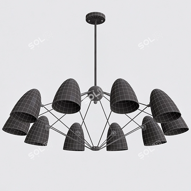 Sleek Black Sputnik Chandelier 3D model image 8