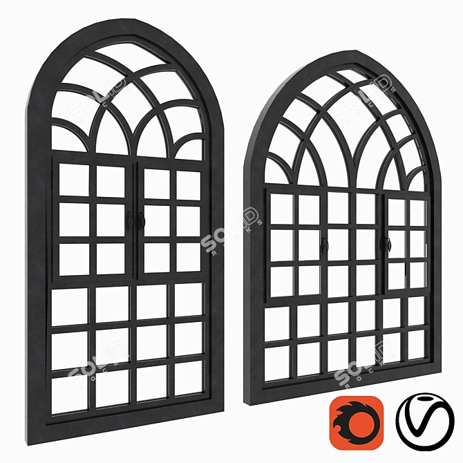 Animated Arch Windows Set 3D model image 1