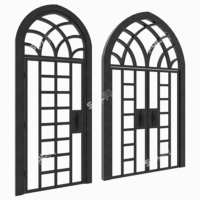 Elegant Arch Doors Set 3D model image 2