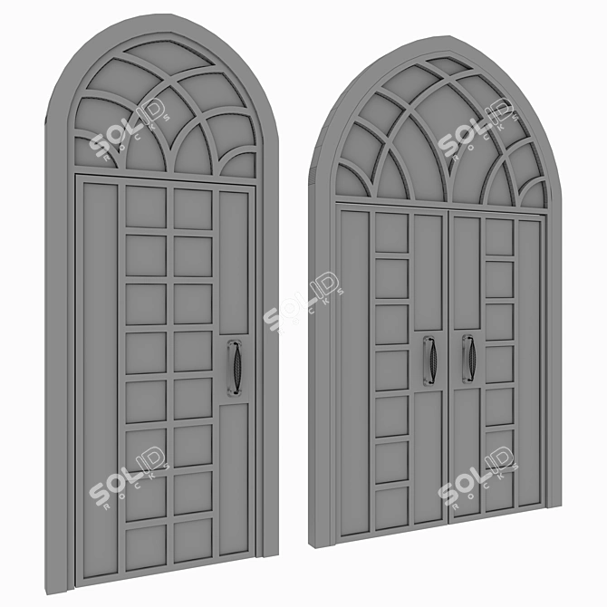 Elegant Arch Doors Set 3D model image 4