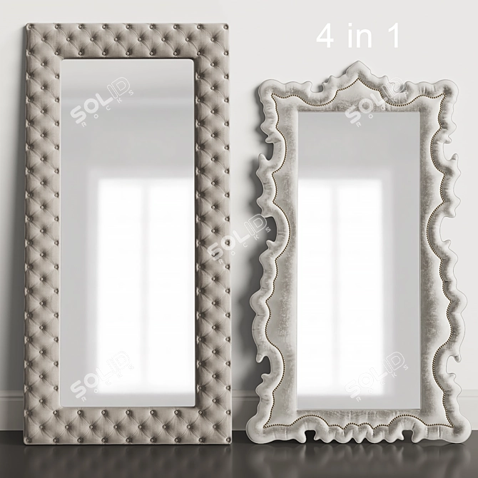 Elegant Velvet Frame Mirror 3D model image 1