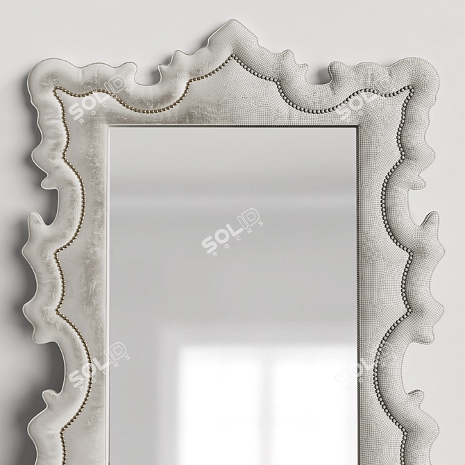 Elegant Velvet Frame Mirror 3D model image 2