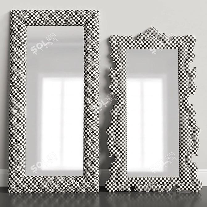 Elegant Velvet Frame Mirror 3D model image 4