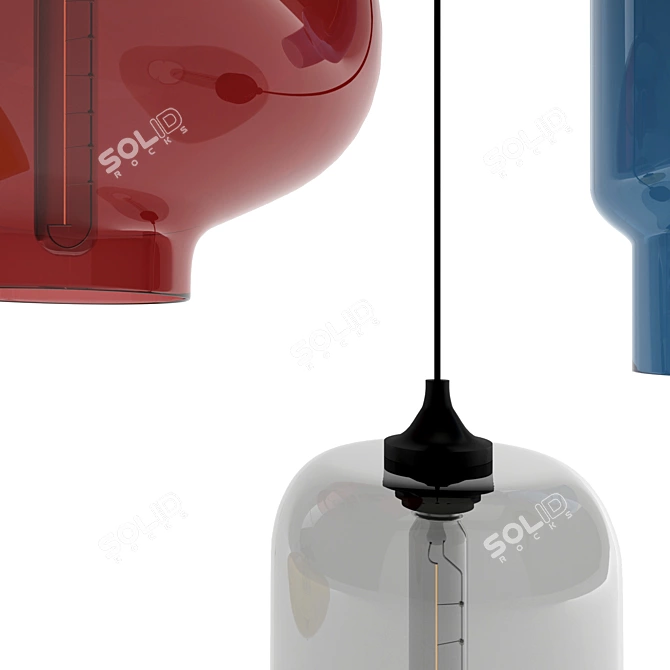 Newrays Pendant Lamps Set: Metal & Glass, 4 Pieces 3D model image 2