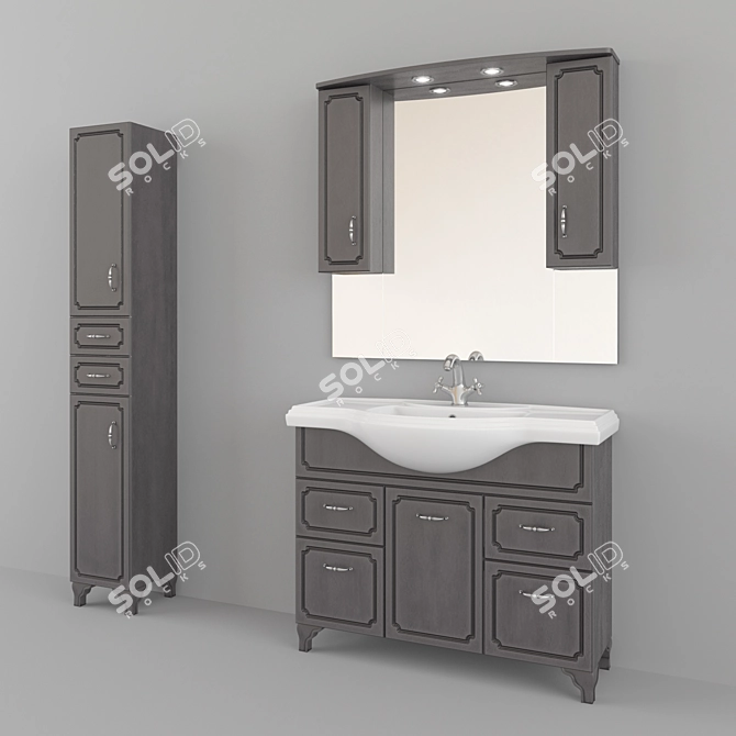 Kaksa-A Patina Dark Grey 1050: Elegant Bathroom Furniture 3D model image 1