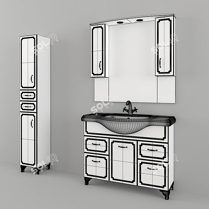 Kaksa-A Patina Dark Grey 1050: Elegant Bathroom Furniture 3D model image 2