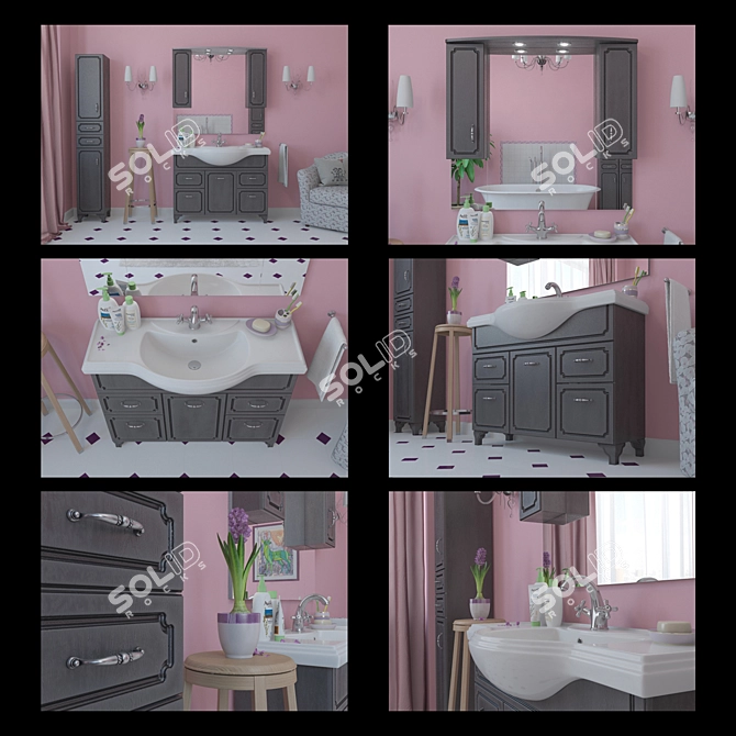 Kaksa-A Patina Dark Grey 1050: Elegant Bathroom Furniture 3D model image 5