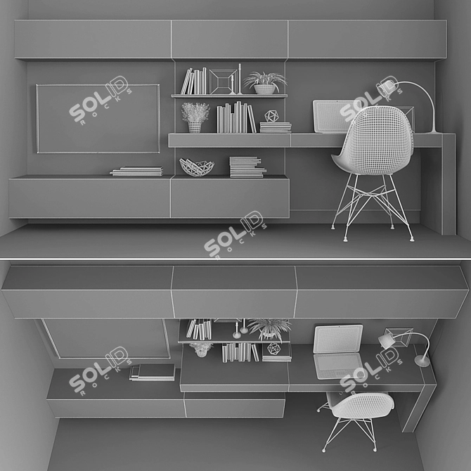 Versatile TV & Office Set 3D model image 3
