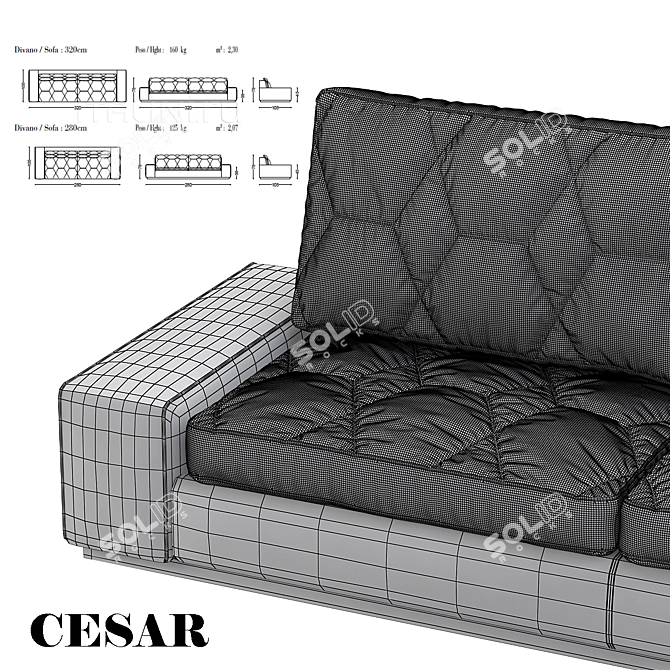 Elegant Cesar Ulivi Modular Sofa 3D model image 2