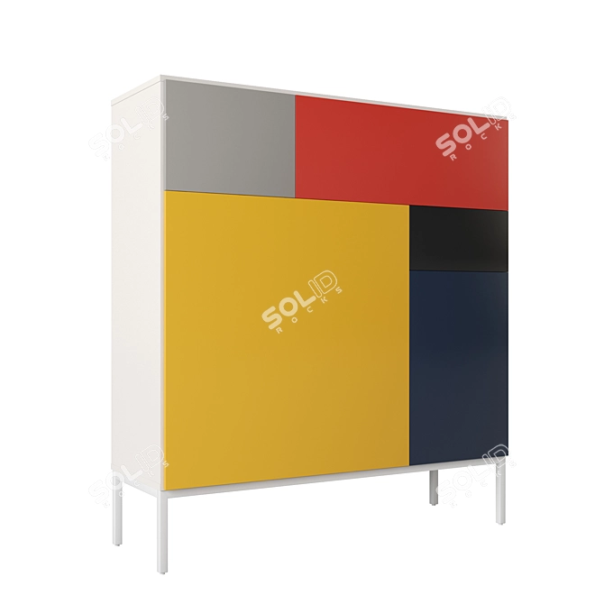 Minimalist Vision Cabinet: De Stijl Theo 3D model image 1