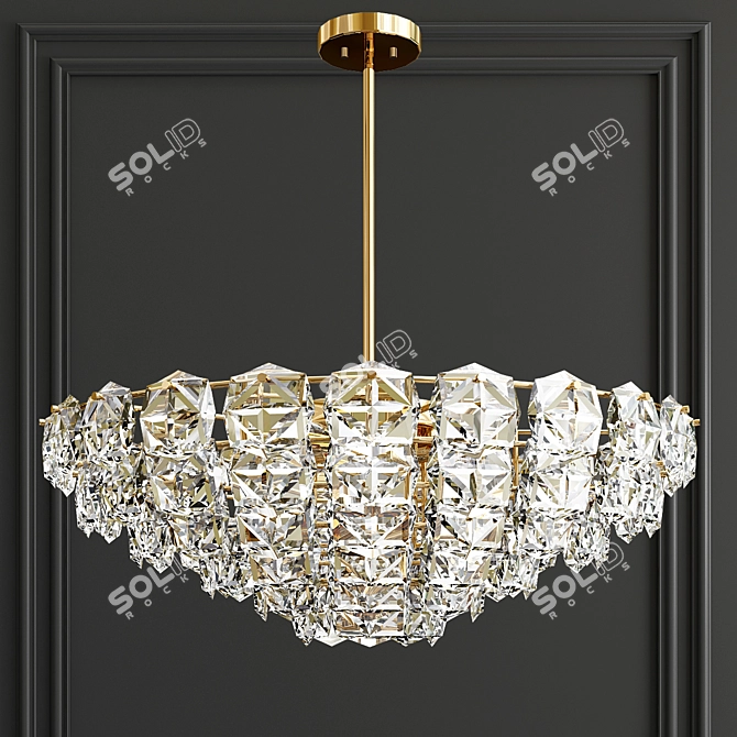Hermitage L21 - Elegant Glass and Gold Pendant Chandelier 3D model image 3
