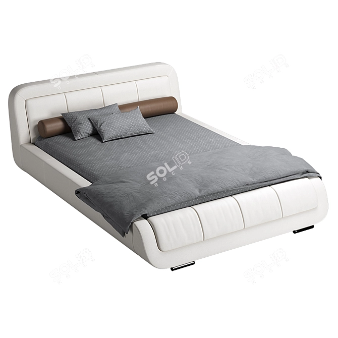 Modern European Leather Bed Frame 3D model image 3