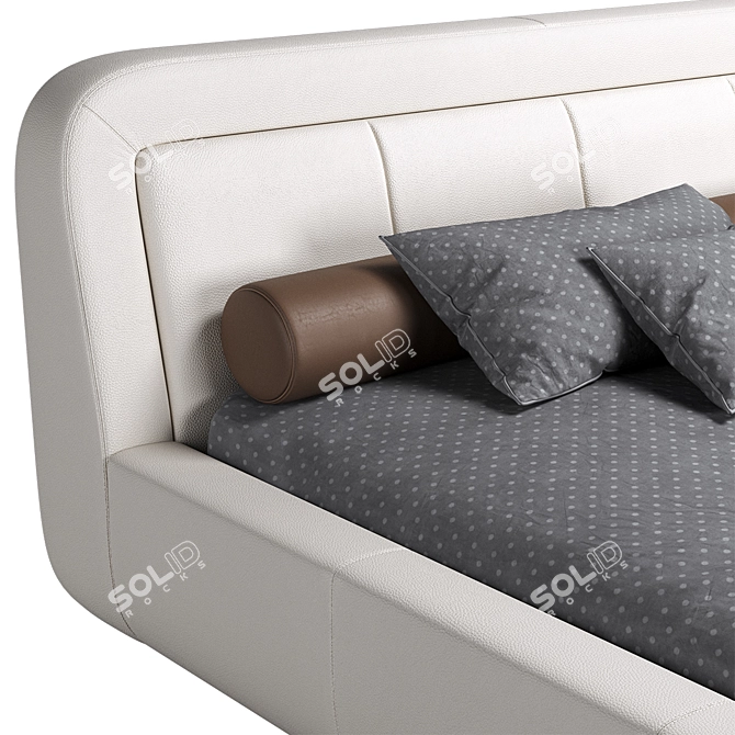 Modern European Leather Bed Frame 3D model image 4