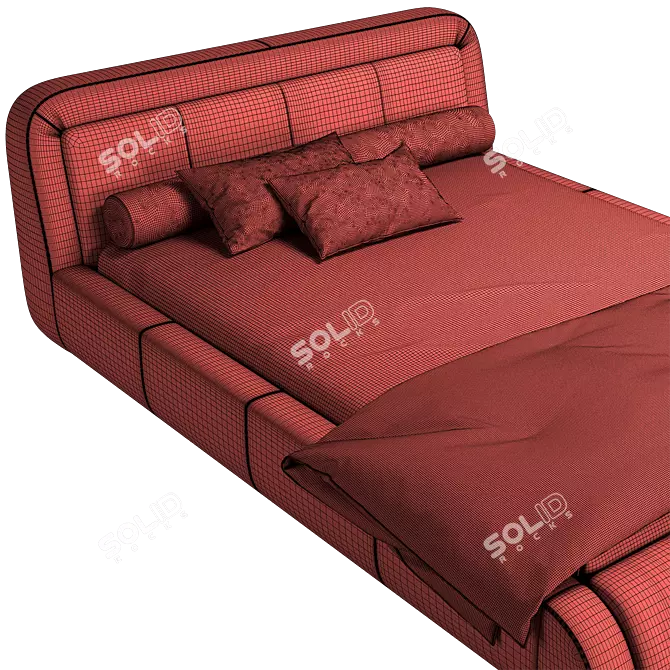 Modern European Leather Bed Frame 3D model image 5