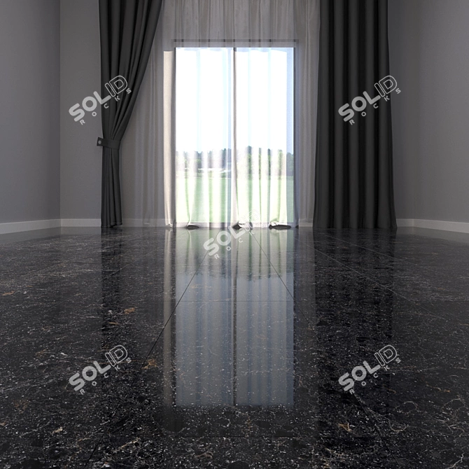 Luxurious Cosmos Black Marble Floor Set 3D model image 2