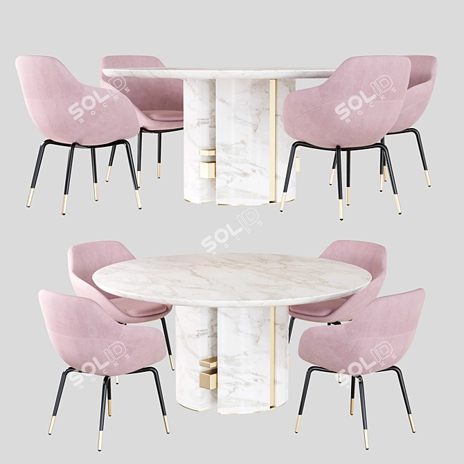 Elegant Ercole Dining Table Set 3D model image 1