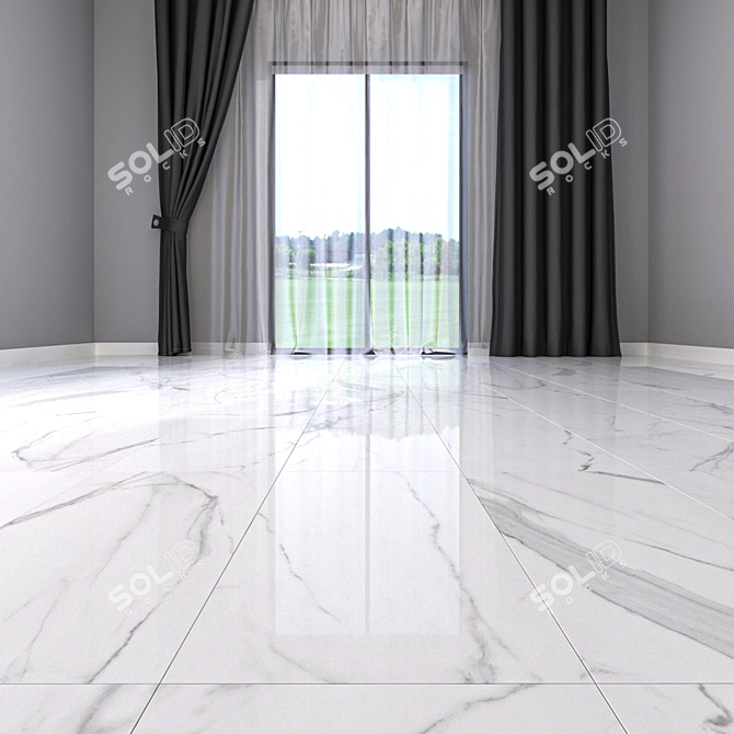 Elegant White Marble Flooring 3D model image 2