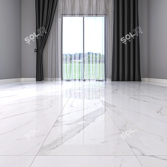 Elegant Afyon White Marble Flooring 3D model image 2