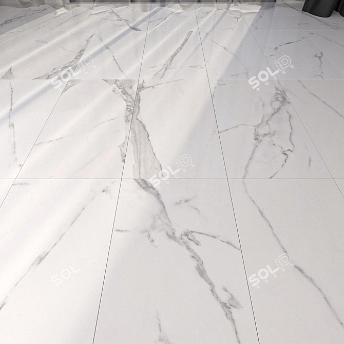 Luxury Marble Floor Set: Afyon White 3D model image 1