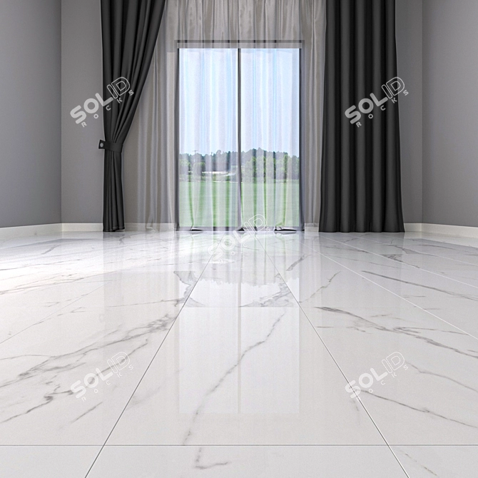 Luxury Marble Floor Set: Afyon White 3D model image 2