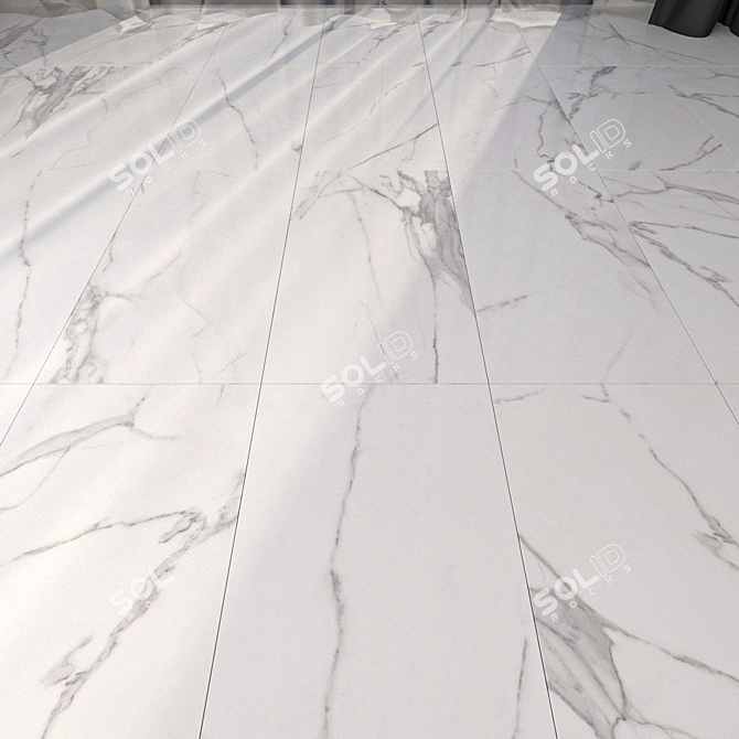 Luxurious Afyon White Marble Floor 3D model image 1