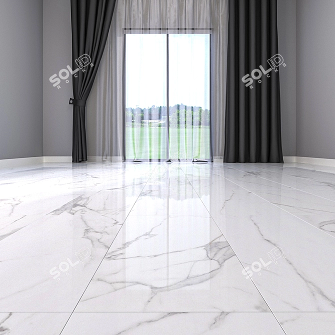 Luxurious Afyon White Marble Floor 3D model image 2