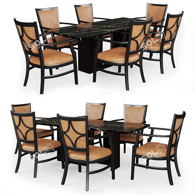 Modern Table & Chair Set 3D model image 1