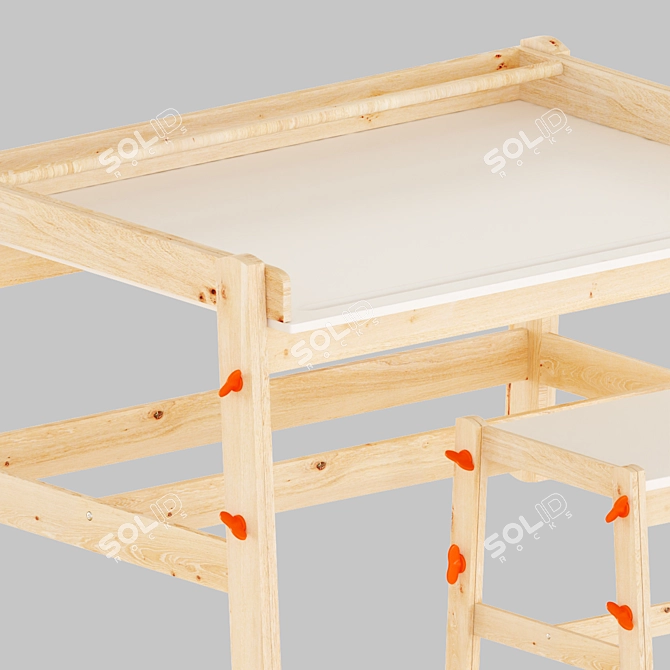 Adjustable Children's Desk & Bench Set 3D model image 3